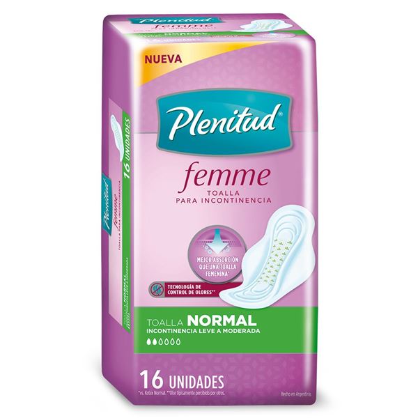 Imagen de PLENITUD - TOALLA FEM - NORMAL C/A - 16 U - D**