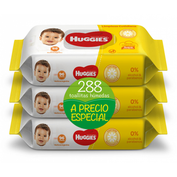 Imagen de HUGGIES - TOALLITAS HUMEDAS - LIMP. COTIDIANA - 3X2 - 288 UN