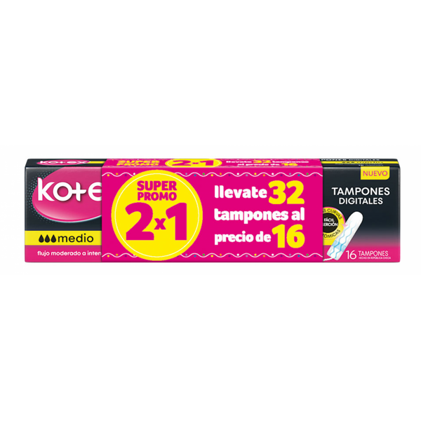 Imagen de KOTEX - TAMPONES - MEDIO - PCK - 40 UNID