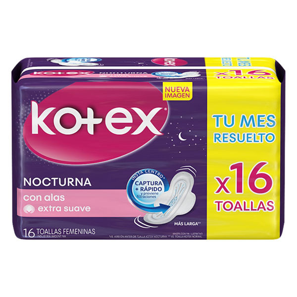 Imagen de KOTEX - TOALLA FEM - NOCTURNA - C/A - 16 UNID