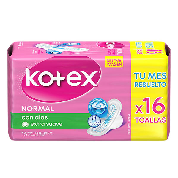 Imagen de KOTEX - TOALLA FEM - NORMAL - C/ALAS - 16 UNID
