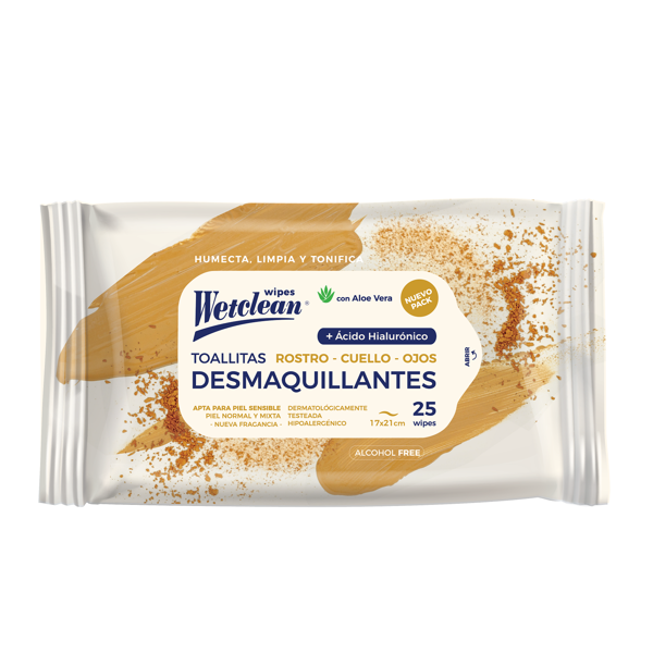 Toallitas húmedas desmaquillantes- WetClean - 25 unidades