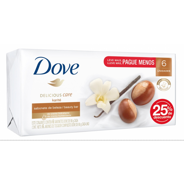 DOVE - JABON - KARITE Y VAINILLA - 6 x 90 g 