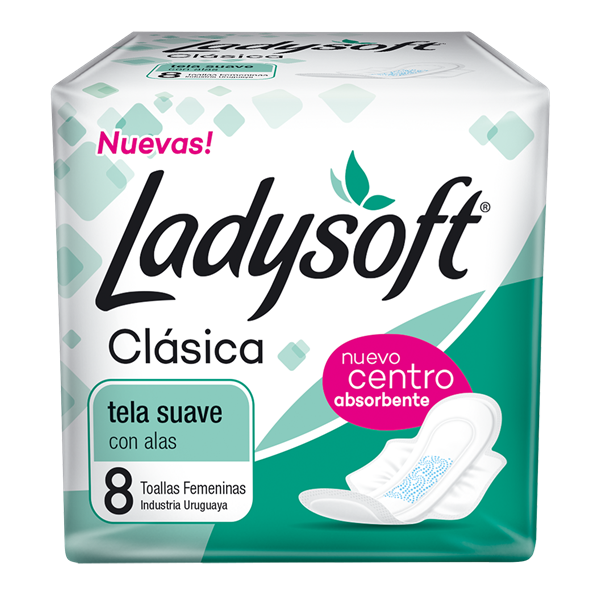 LADYSOFT - TOALLAS - CLASICAS - TELA SUAVE - 8 U