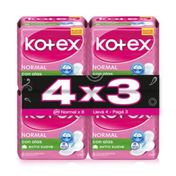 KOTEX - TOALLA FEM - NORMAL - 8 UN - PCK 4 X 3
